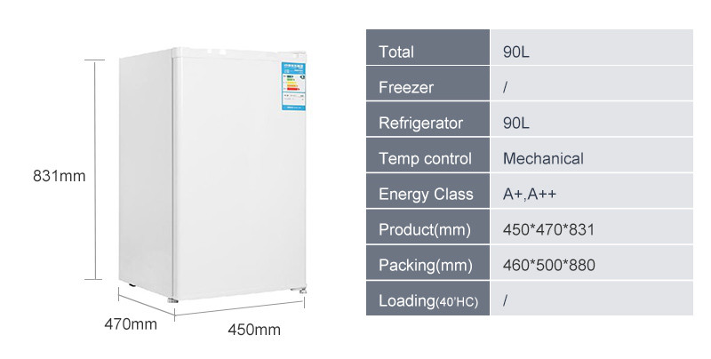 90L Mekanika Kontrolo Domanaro Portebla Mini Fridujo-detaloj1